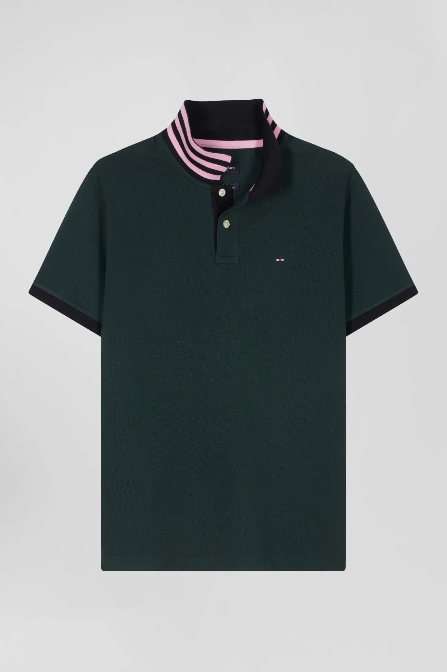 Polo manches courtes en piqué coton vert coupe Regular