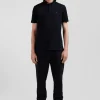 Polo manches courtes en piqué coton noir coupe Slim
