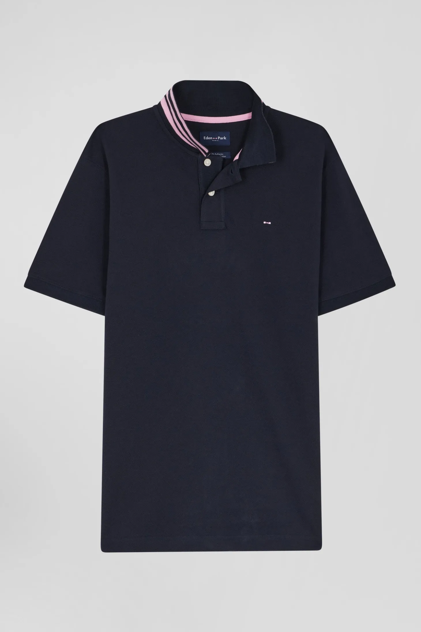 Polo manches courtes en piqué coton bleu marine coupe Regular