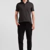 Polo manches courtes en piqué coton marron coupe Slim
