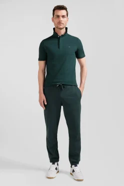 Polo manches courtes en piqué coton vert coupe Slim