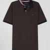 Polo manches courtes en piqué coton marron coupe Regular