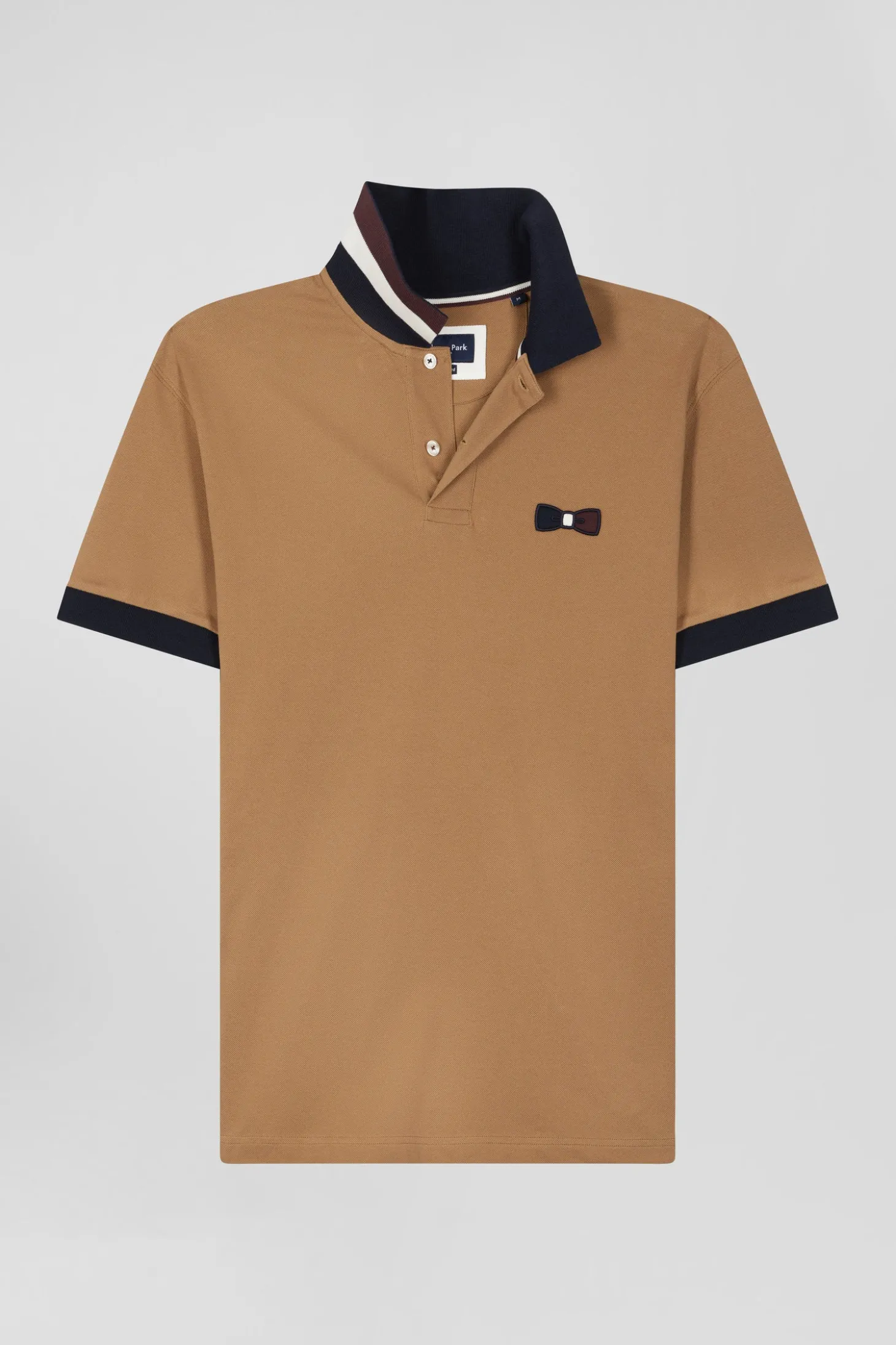 Polo manches courtes en piqué coton bleu marine détails tricolores coupe Oversized