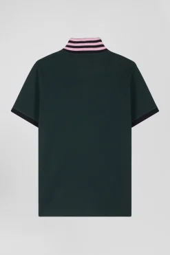 Polo manches courtes en piqué coton vert coupe Regular