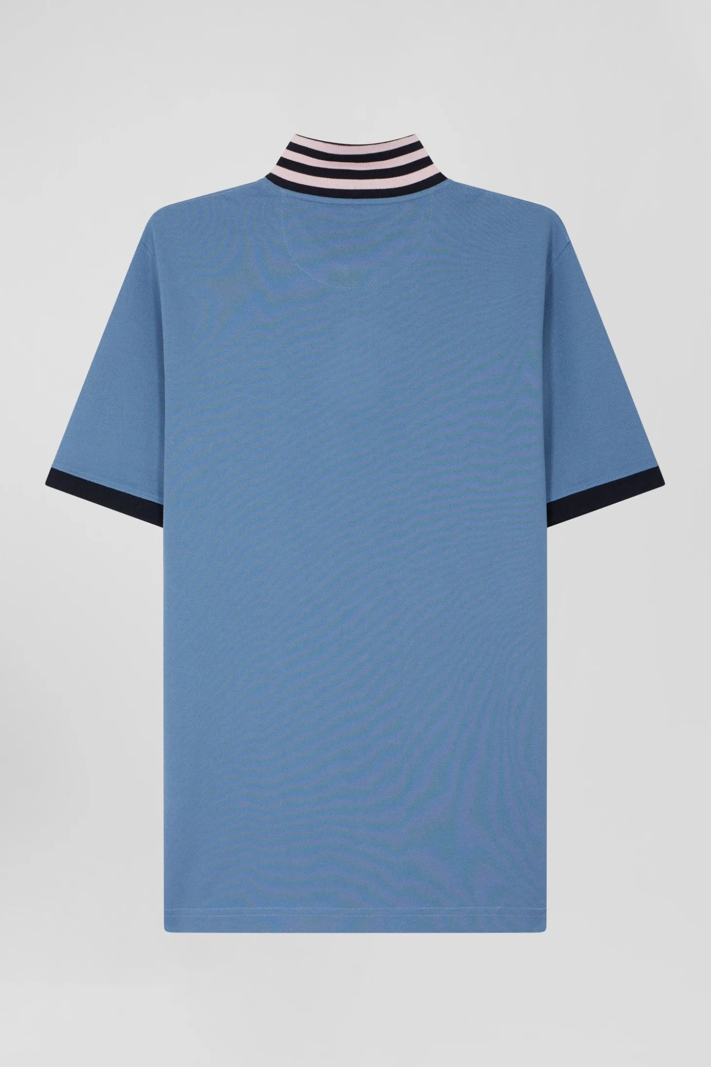 Polo manches courtes en piqué coton ciel détails contrastés coupe Regular