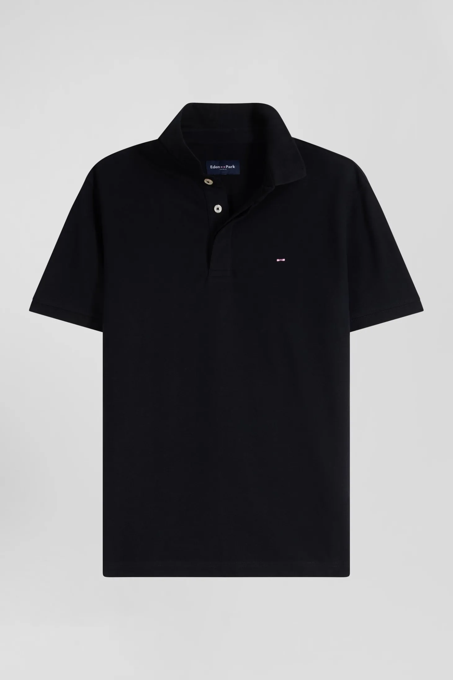 Polo manches courtes en piqué coton noir coupe Slim