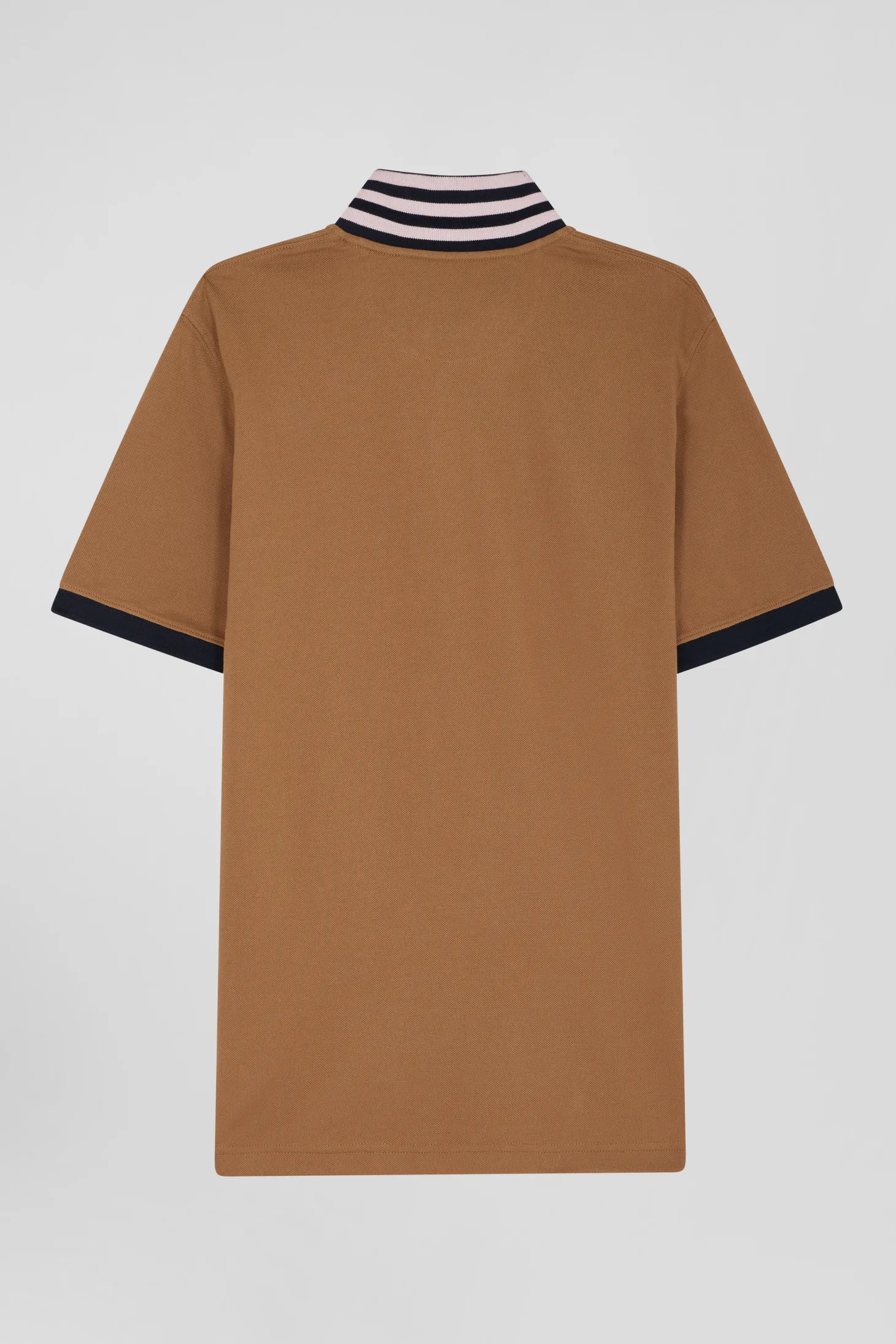 Polo manches courtes en piqué coton camel détails contrastés coupe Regular