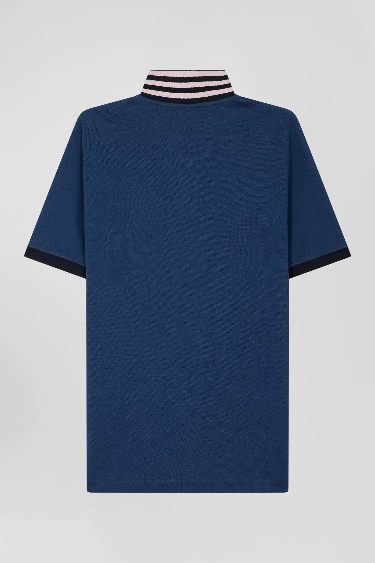 Polo manches courtes en piqué coton bleu détails contrastés coupe Regular