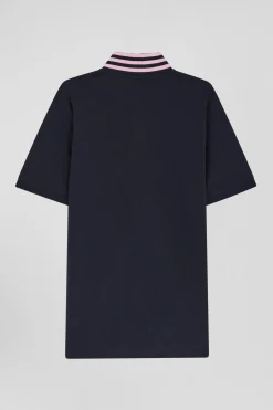 Polo manches courtes en piqué coton bleu marine coupe Regular