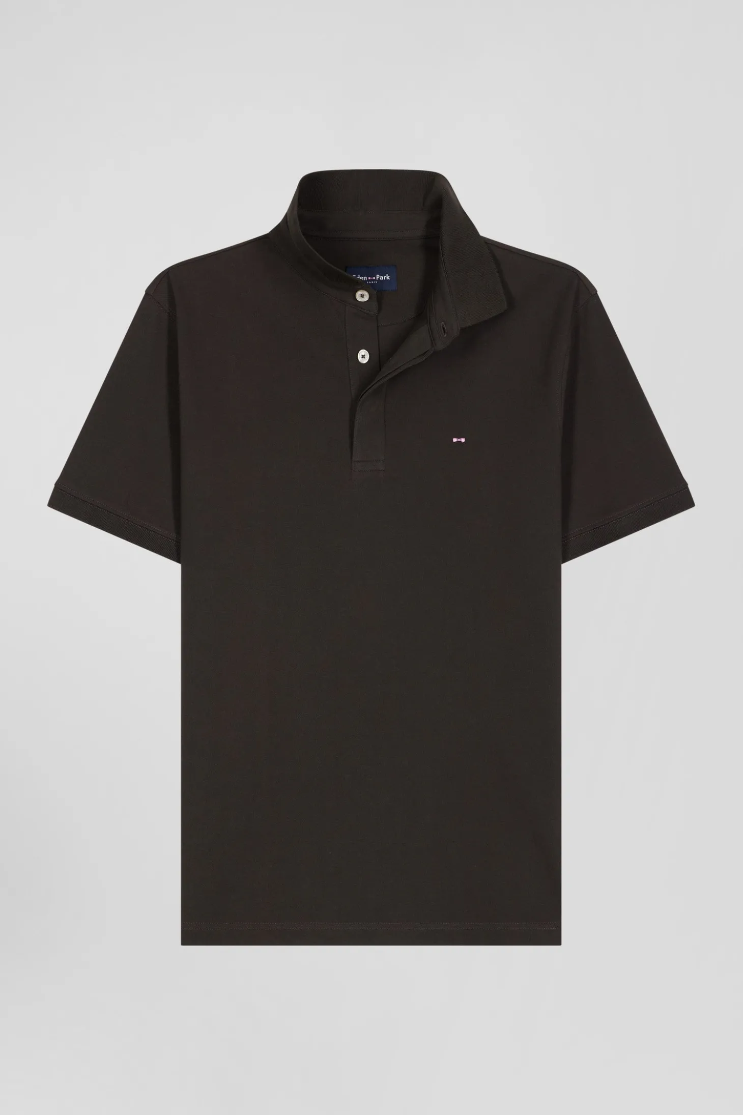 Polo manches courtes en piqué coton marron coupe Slim