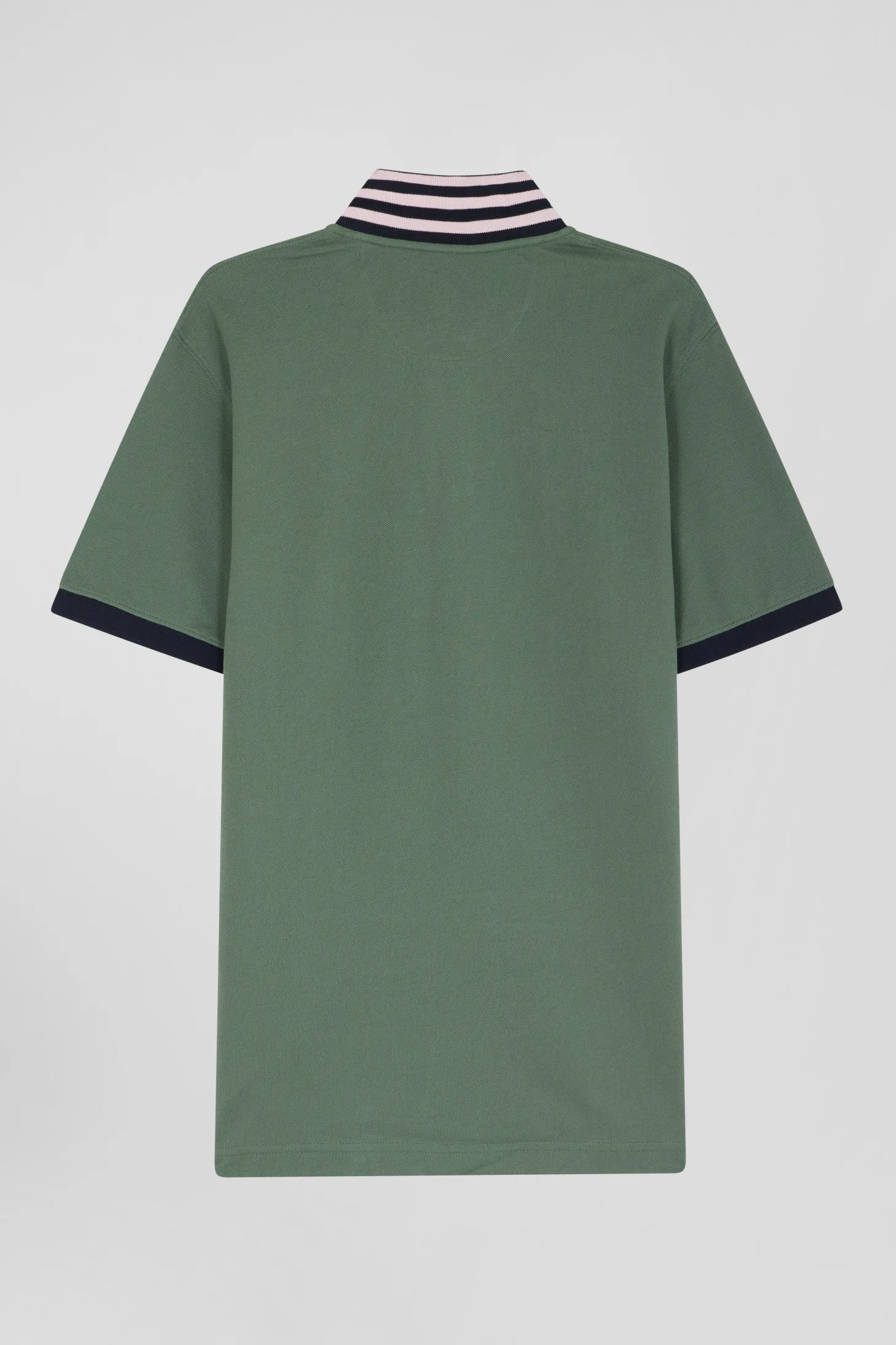 Polo manches courtes en piqué coton vert détails contrastés coupe Regular