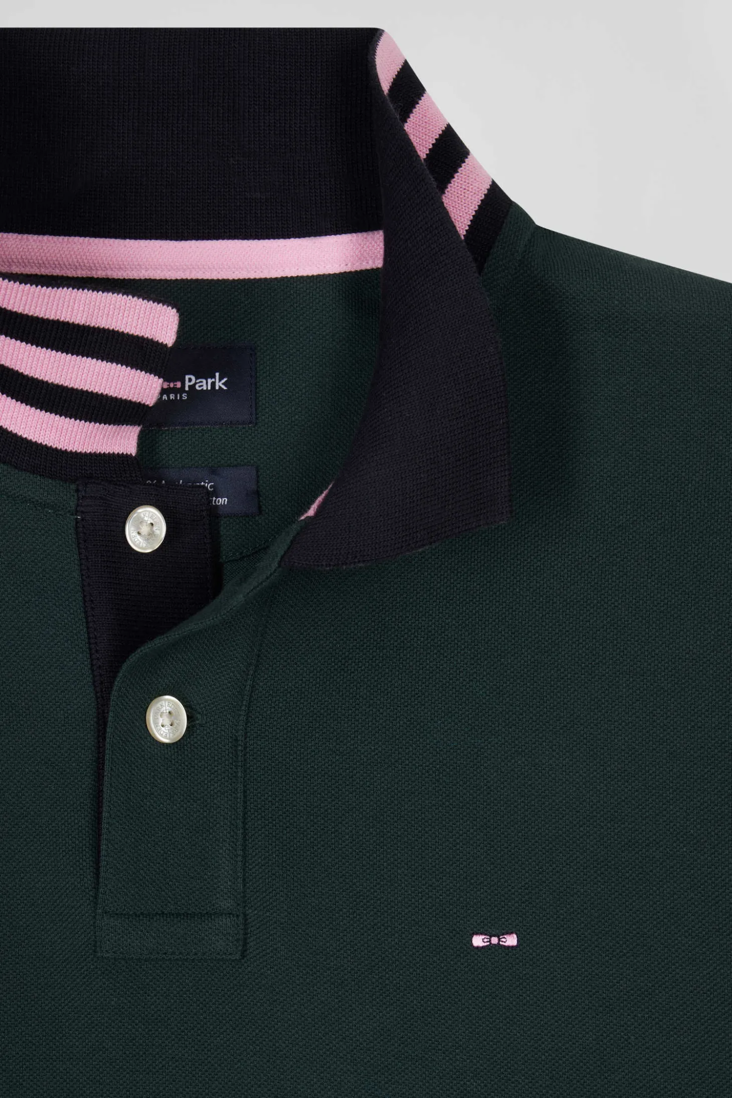 Polo manches courtes en piqué coton vert coupe Regular