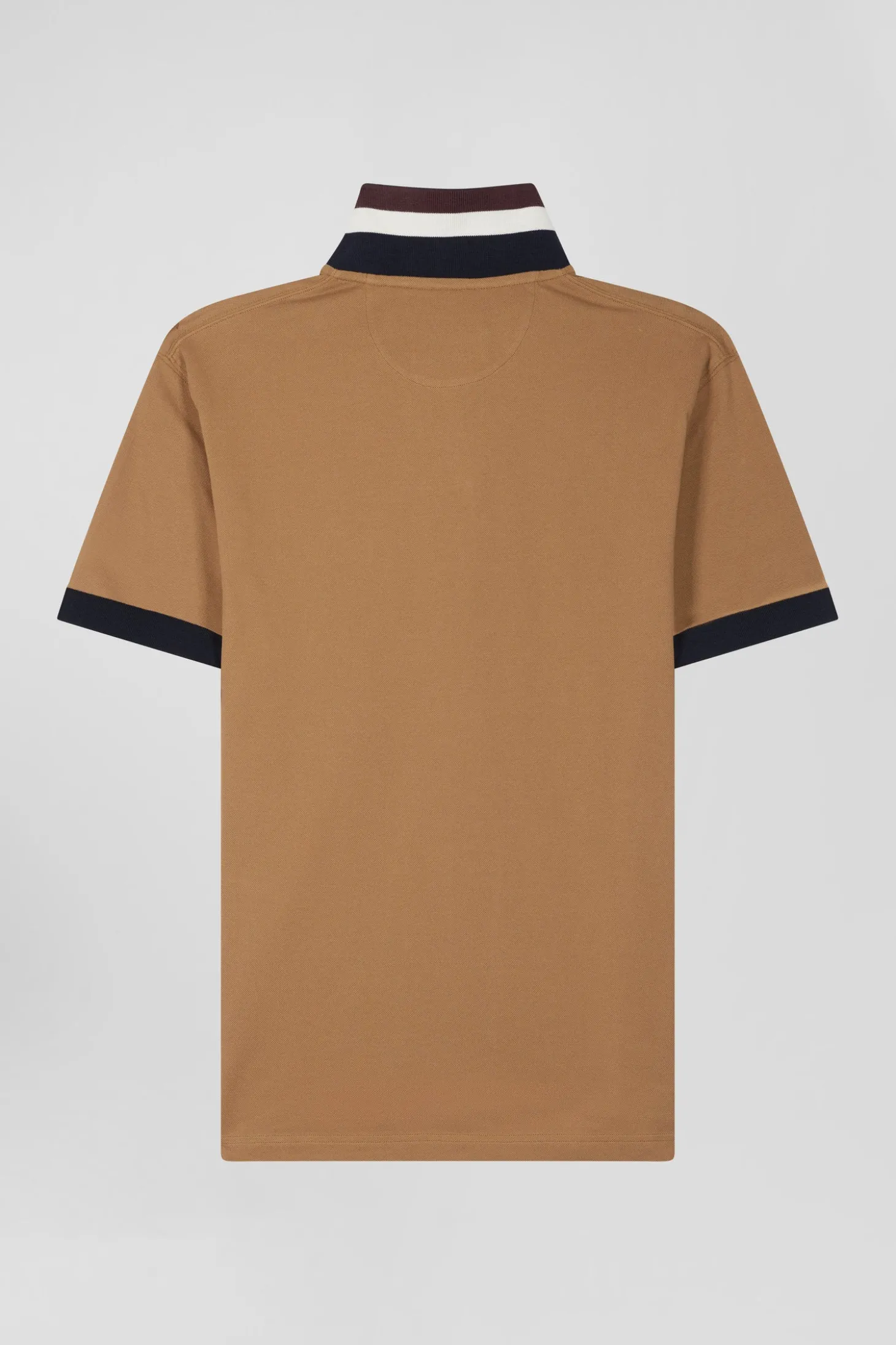 Polo manches courtes en piqué coton bleu marine détails tricolores coupe Oversized