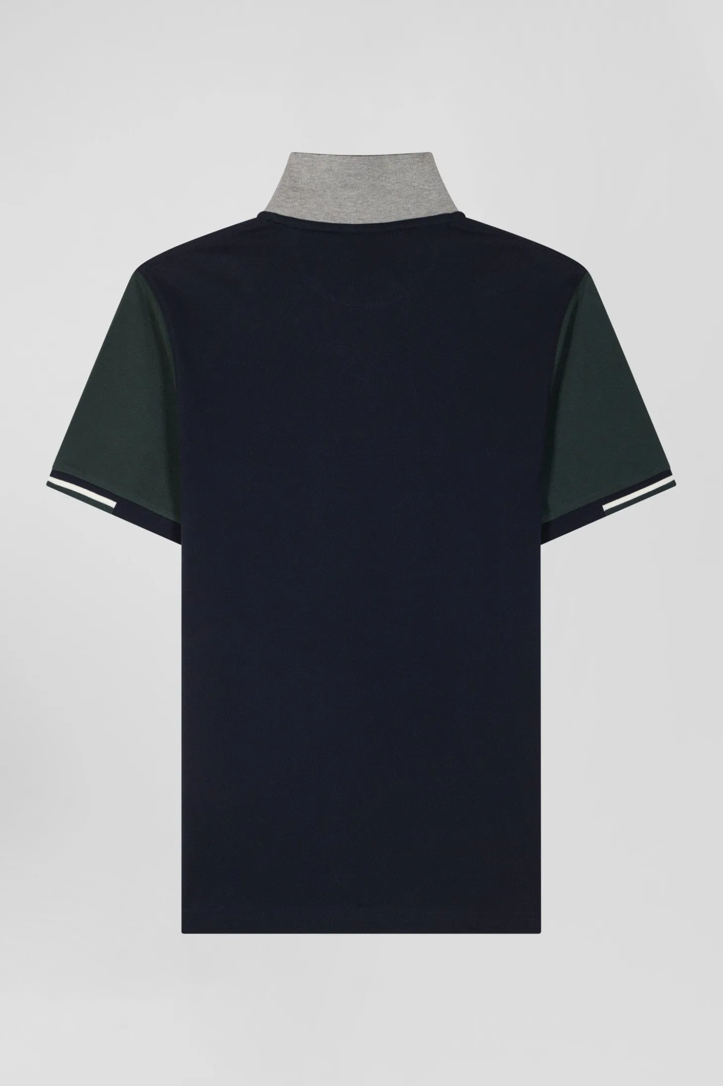 Polo manches courtes en piqué coton vert col jacquard Eden Park coupe Regular