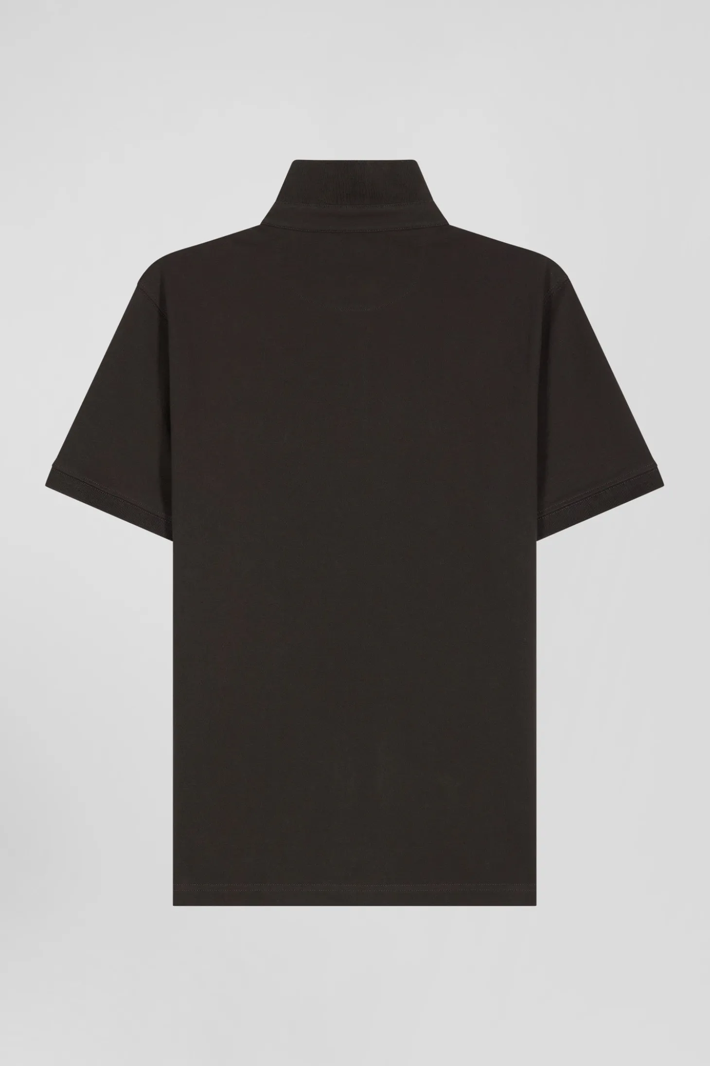 Polo manches courtes en piqué coton marron coupe Slim