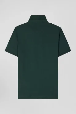 Polo manches courtes en piqué coton vert coupe Slim