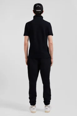 Polo manches courtes en piqué coton noir coupe Slim