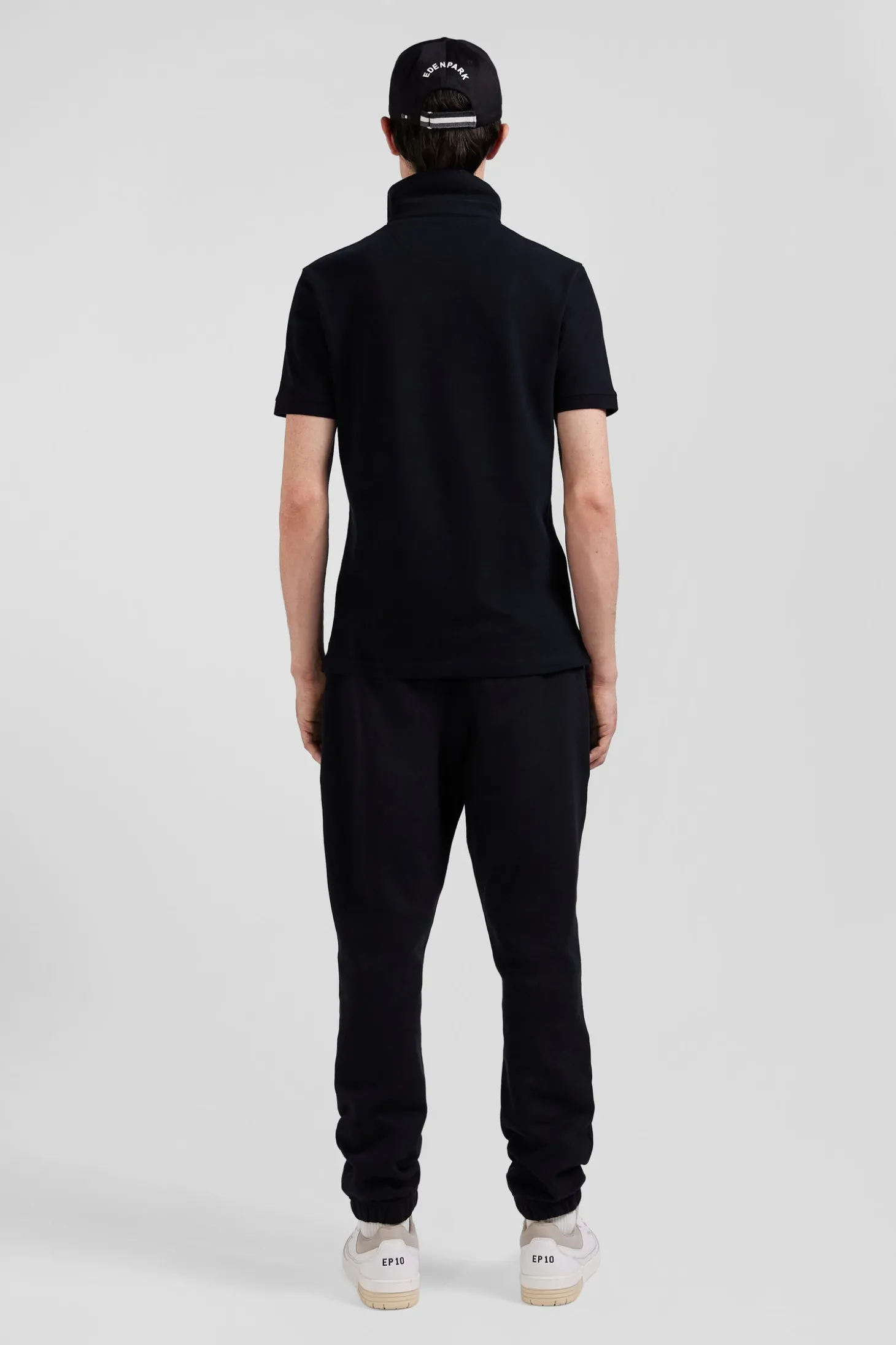 Polo manches courtes en piqué coton noir coupe Slim