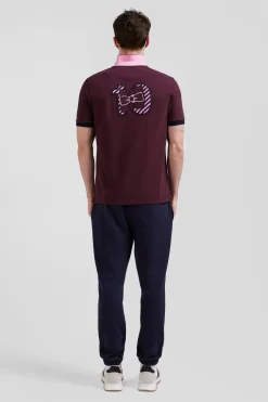 Polo manches courtes en piqué coton bordeaux broderie cerclée coupe Regular