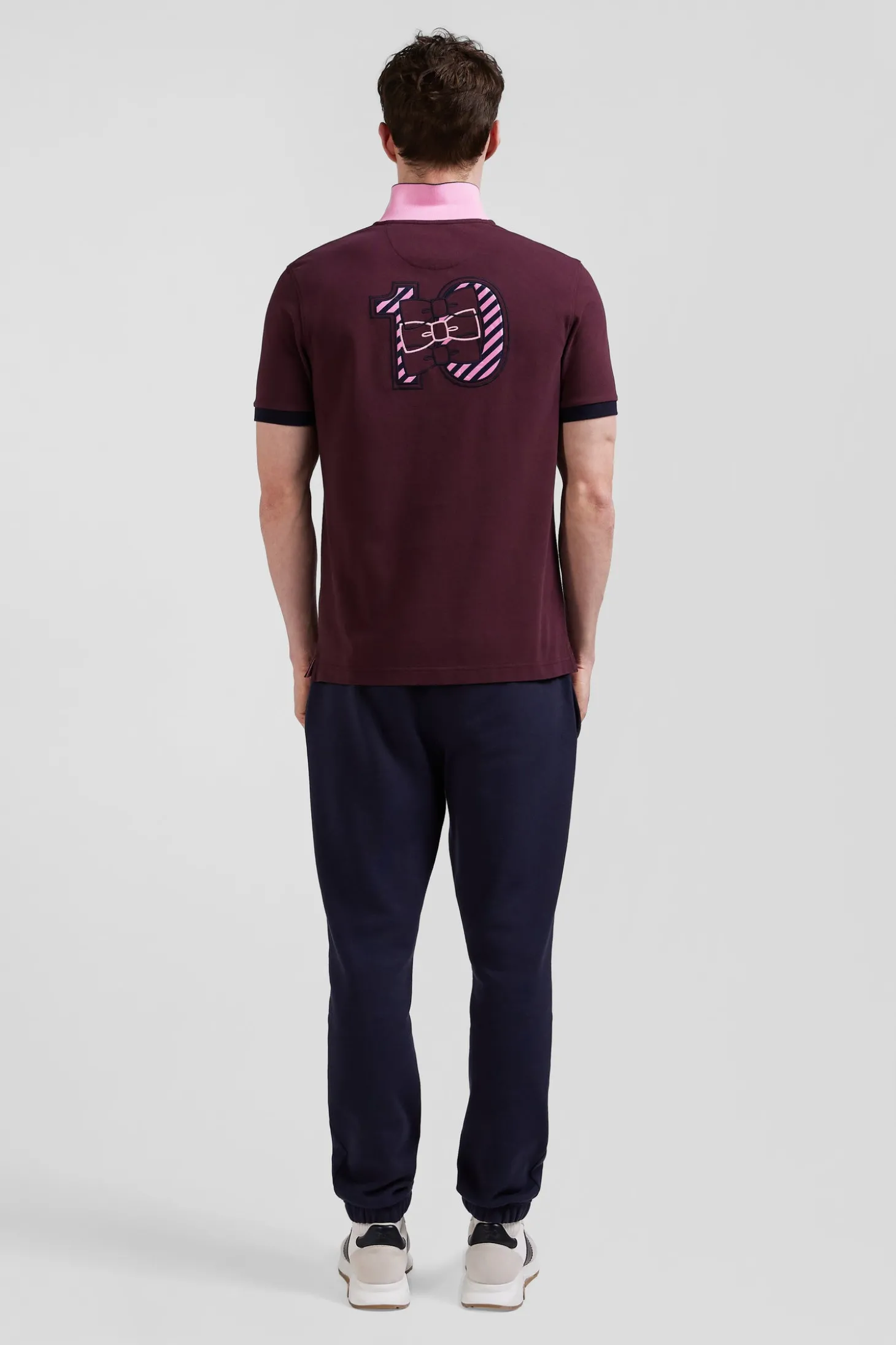 Polo manches courtes en piqué coton bordeaux broderie cerclée coupe Regular