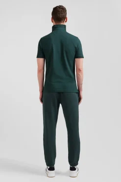 Polo manches courtes en piqué coton vert coupe Slim