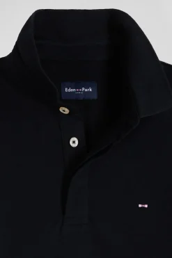 Polo manches courtes en piqué coton noir coupe Slim