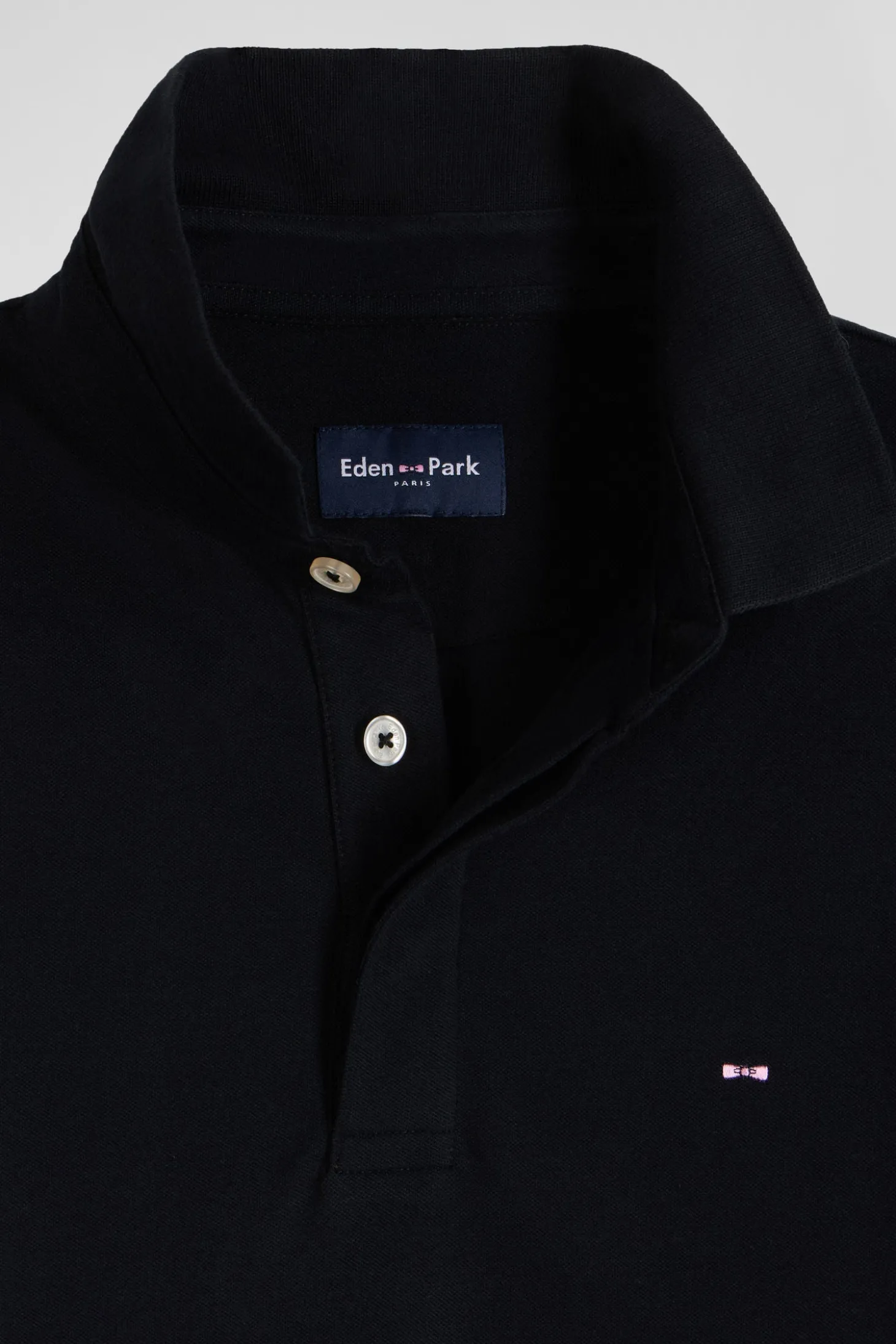 Polo manches courtes en piqué coton noir coupe Slim