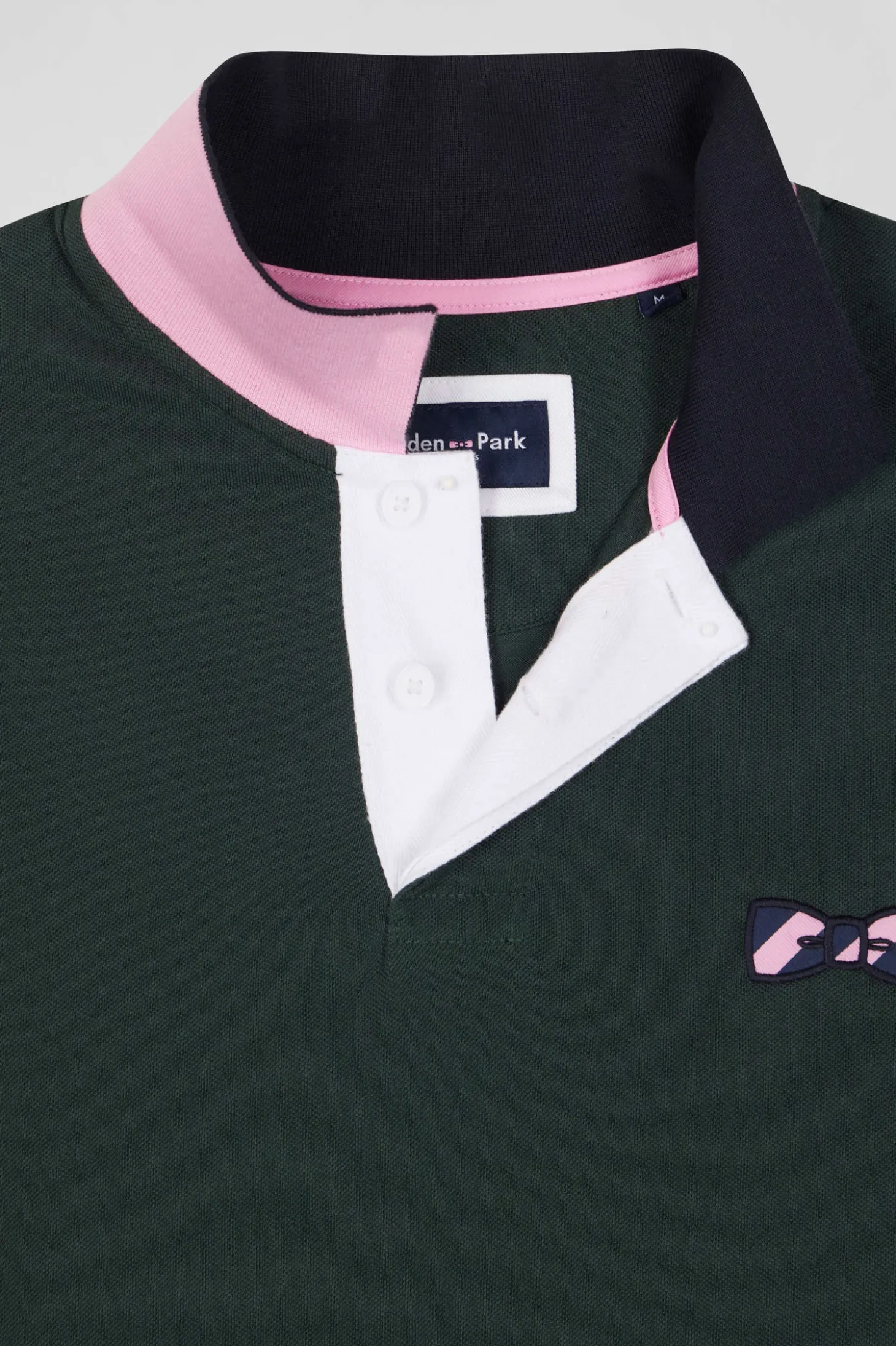 Polo manches courtes en piqué coton vert broderie cerclée coupe Regular