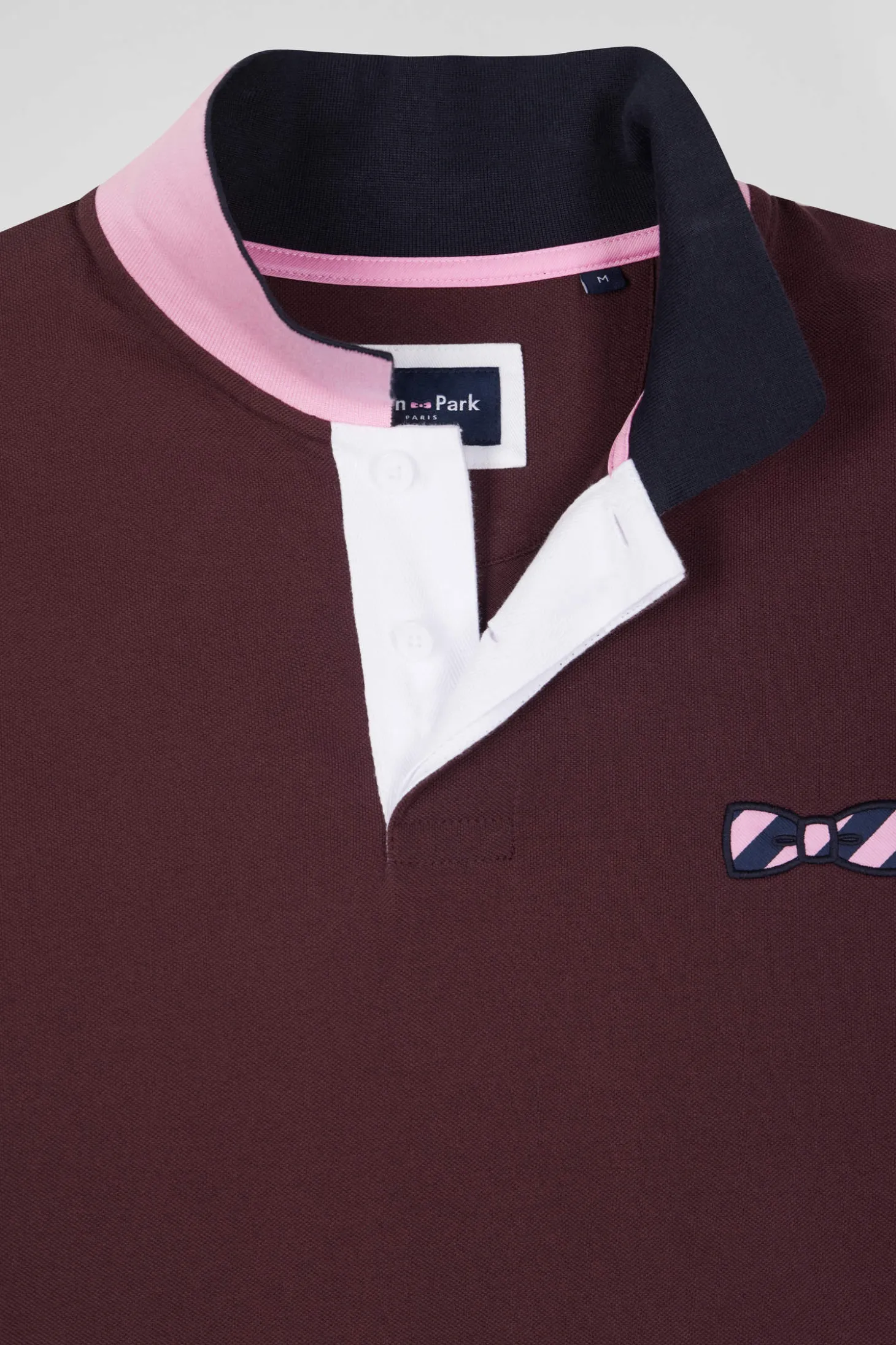 Polo manches courtes en piqué coton bordeaux broderie cerclée coupe Regular