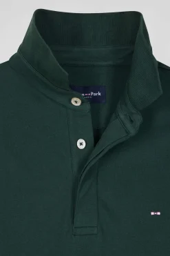Polo manches courtes en piqué coton vert coupe Slim