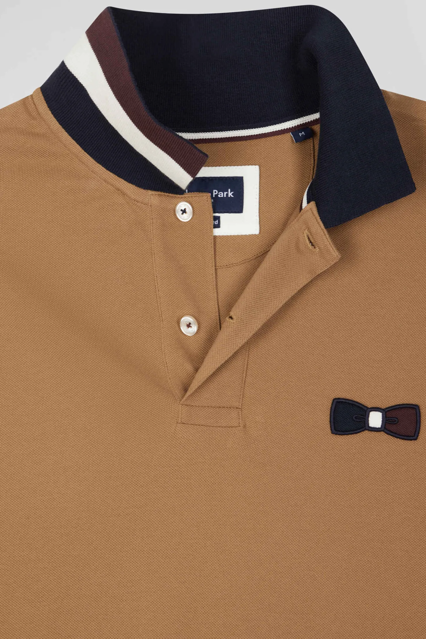Polo manches courtes en piqué coton bleu marine détails tricolores coupe Oversized