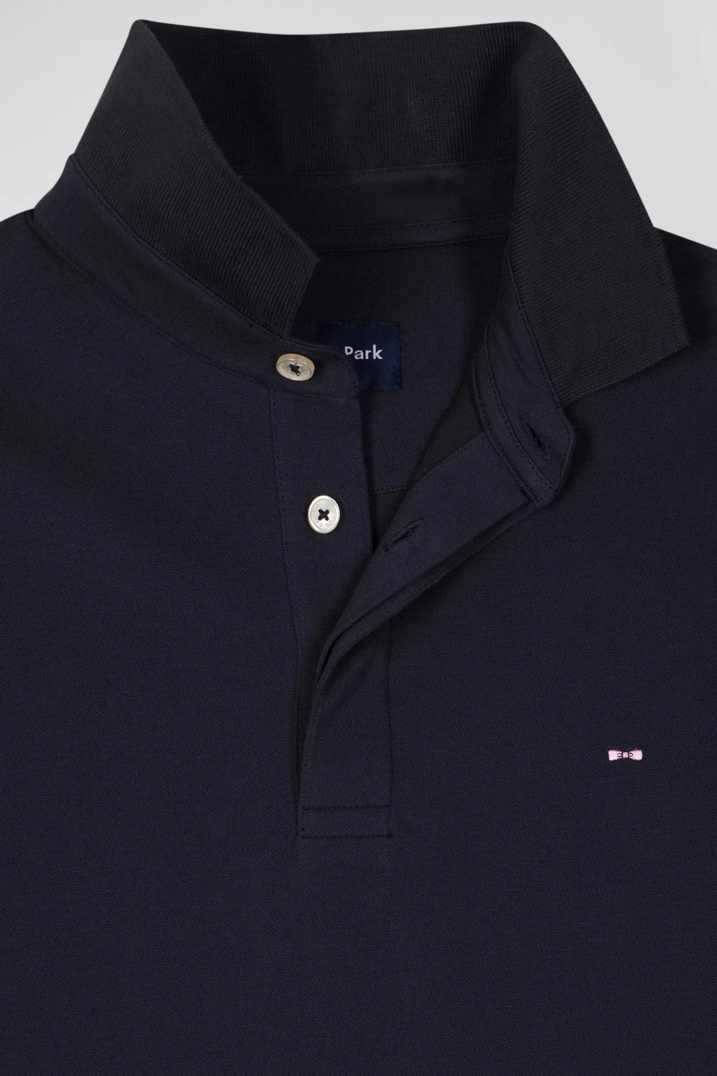 Polo manches courtes en piqué coton bleu marine coupe Slim