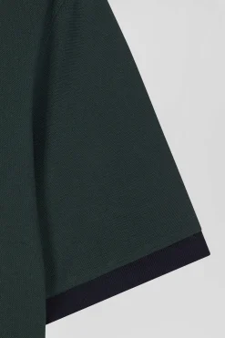 Polo manches courtes en piqué coton vert broderie cerclée coupe Regular