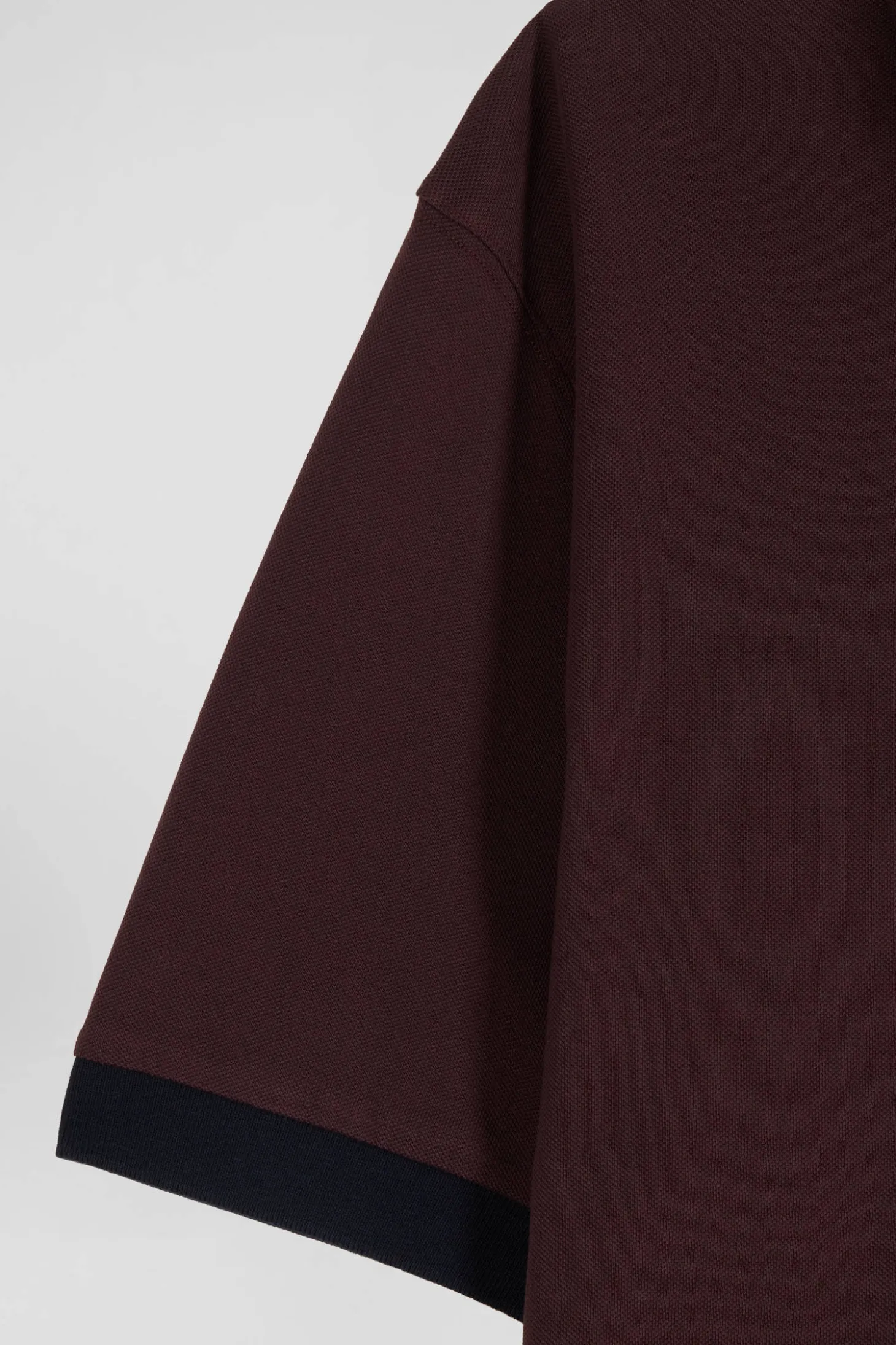Polo manches courtes en piqué coton bordeaux détails tricolores coupe Oversized