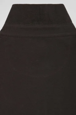 Polo manches courtes en piqué coton marron coupe Slim