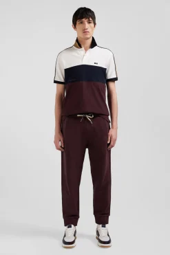 Polo manches courtes tricolore en piqué coton bordeaux inscription Eden Park coupe Regular