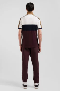 Polo manches courtes tricolore en piqué coton bordeaux inscription Eden Park coupe Regular