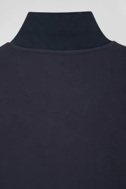 Polo manches courtes uni en coton stretch bleu marine coupe Slim