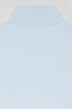 Polo manches courtes uni en coton stretch ciel coupe Slim