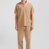Polo manches courtes unisexe en piqué coton camel surteint coupe Oversized