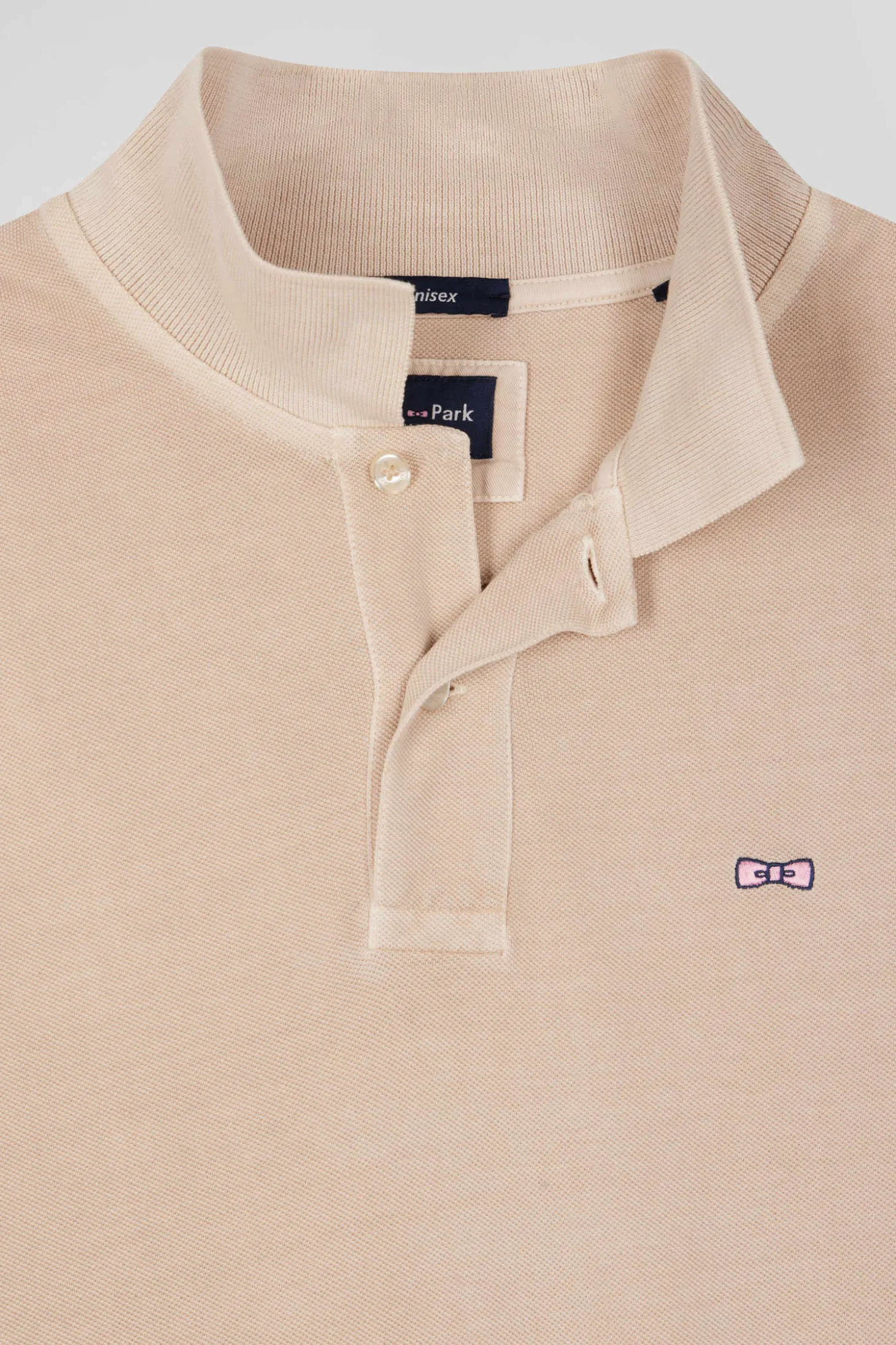 Polo manches courtes unisexe en piqué coton beige surteint coupe Oversized