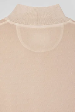 Polo manches courtes unisexe en piqué coton beige surteint coupe Oversized