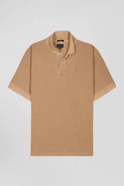 Polo manches courtes unisexe en piqué coton camel surteint coupe Oversized
