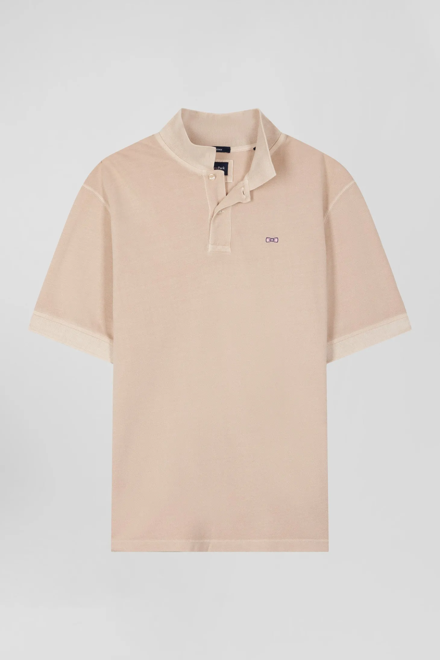Polo manches courtes unisexe en piqué coton beige surteint coupe Oversized
