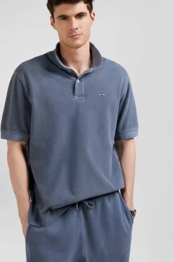 Polo manches courtes unisexe en piqué coton gris surteint coupe Oversized