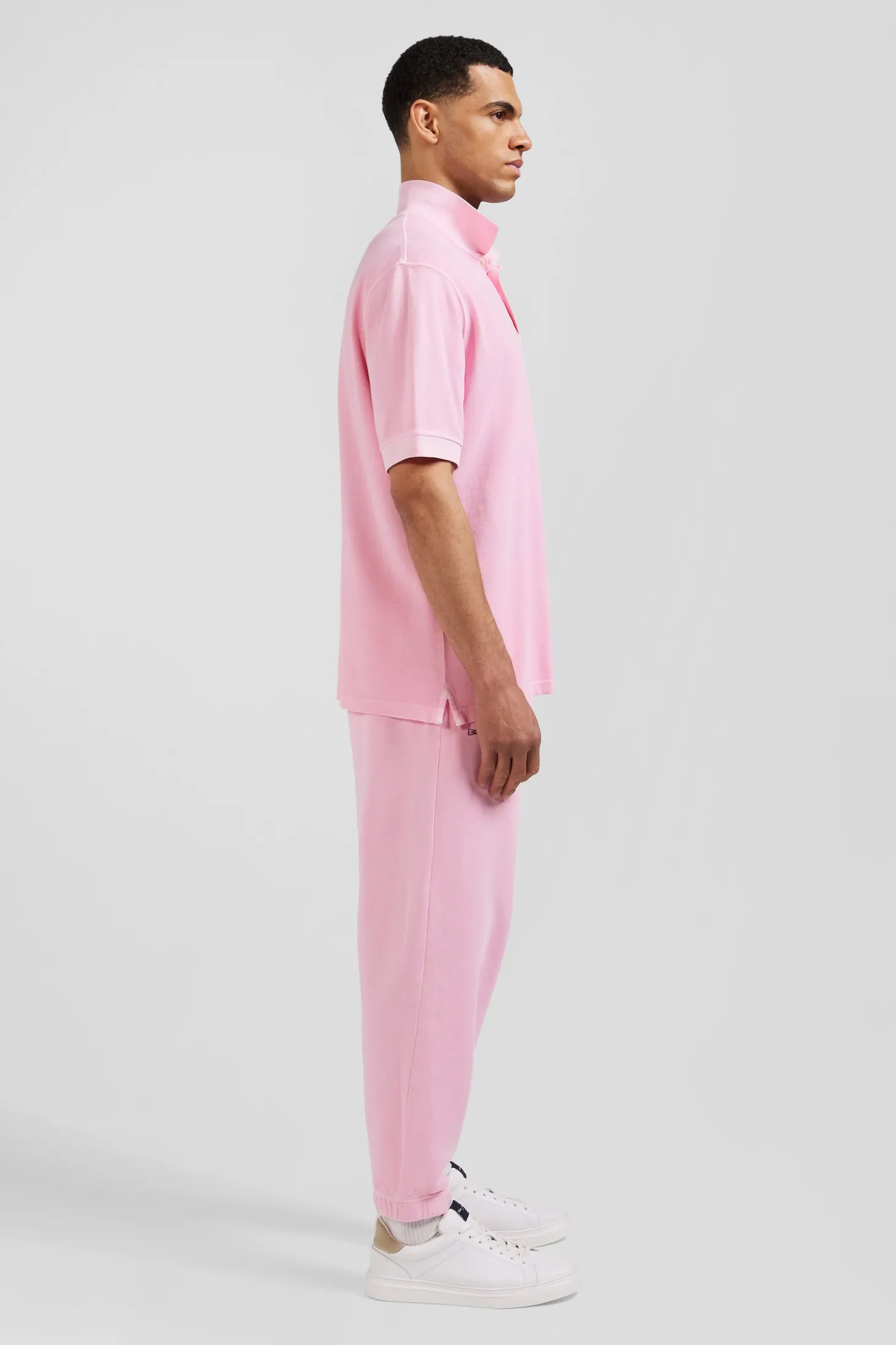 Polo manches courtes unisexe en piqué coton rose surteint coupe Oversized