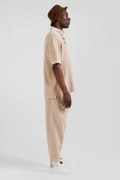 Polo manches courtes unisexe en piqué coton beige surteint coupe Oversized