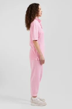 Polo manches courtes unisexe en piqué coton rose surteint coupe Oversized