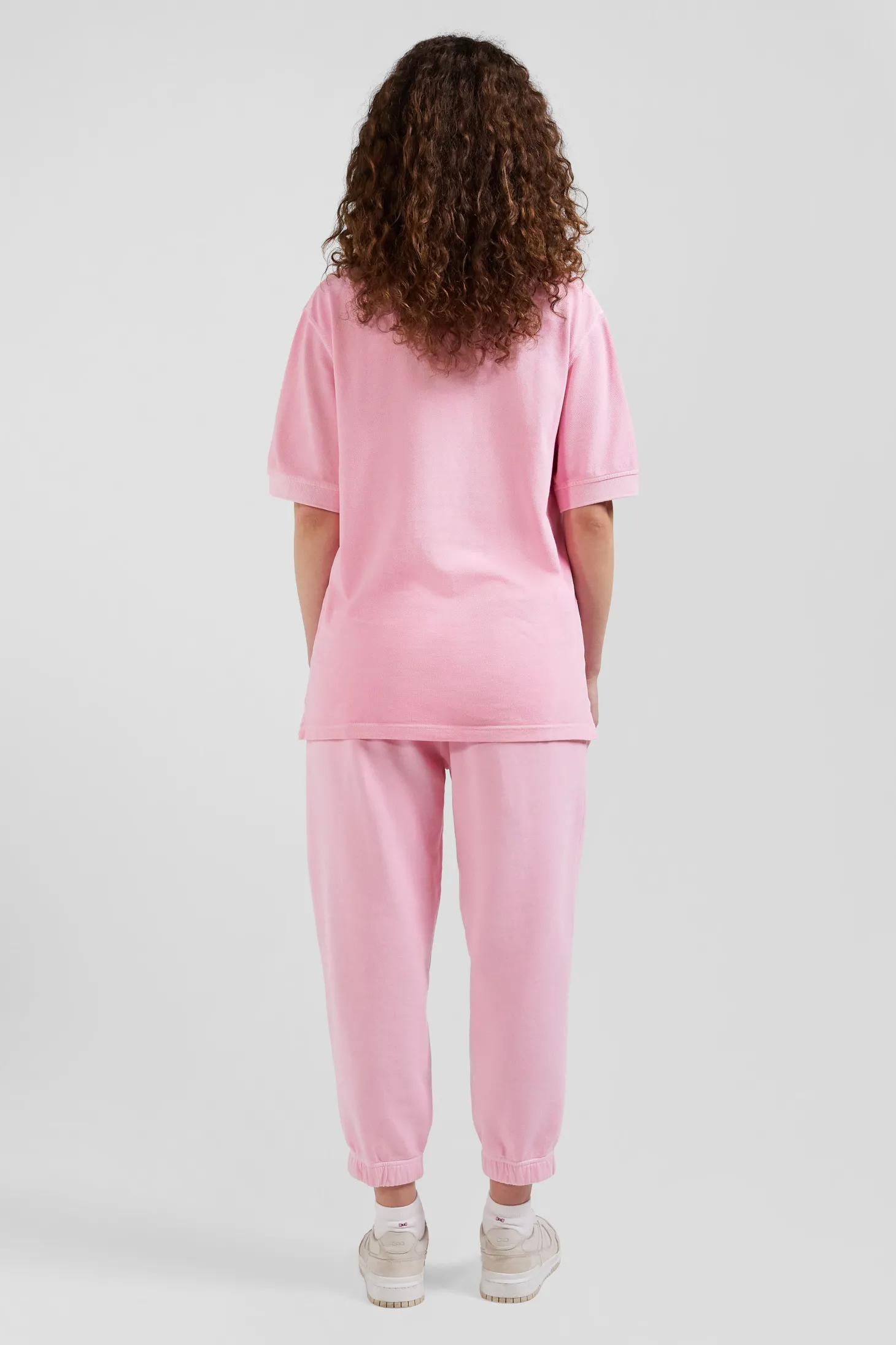 Polo manches courtes unisexe en piqué coton rose surteint coupe Oversized