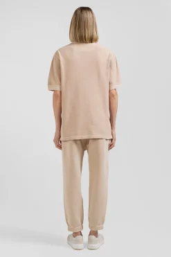 Polo manches courtes unisexe en piqué coton beige surteint coupe Oversized